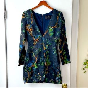 Nicole Miller Blue Branches Jacquard Sheath, Size 10